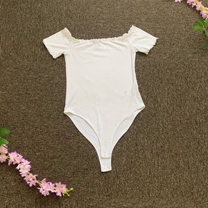 Ribbed White Body Suit